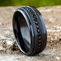 The Deputy Men's Wedding Band in Black Titanium - 9mm Width by Forge