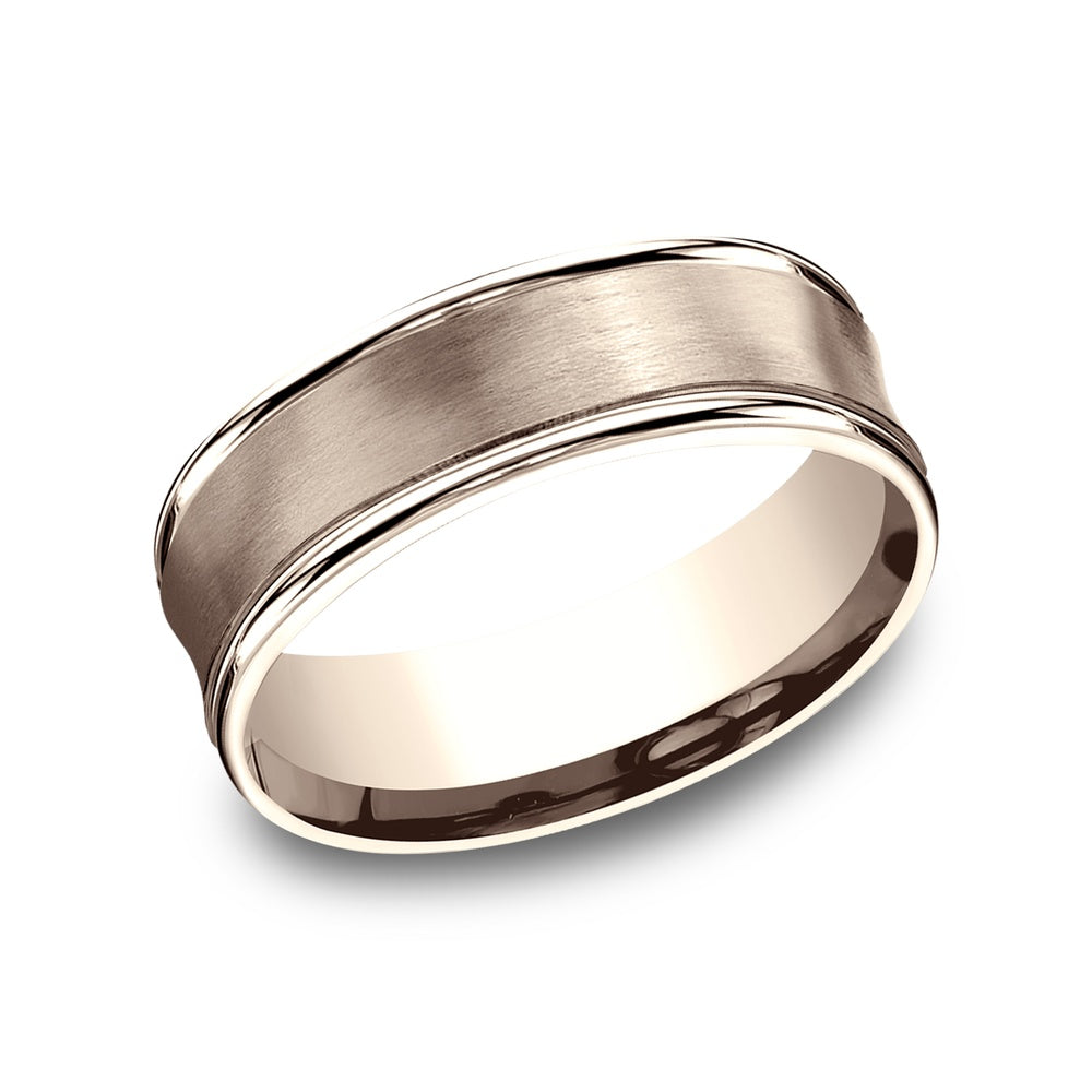 The Desoto Men's Wedding Band in 14K Rose Gold - 7.5mm Width by Benchmark