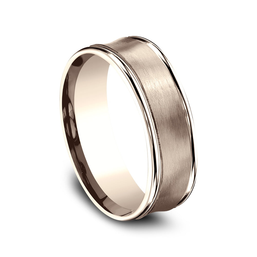 The Desoto Men's Wedding Band in 14K Rose Gold - 7.5mm Width by Benchmark