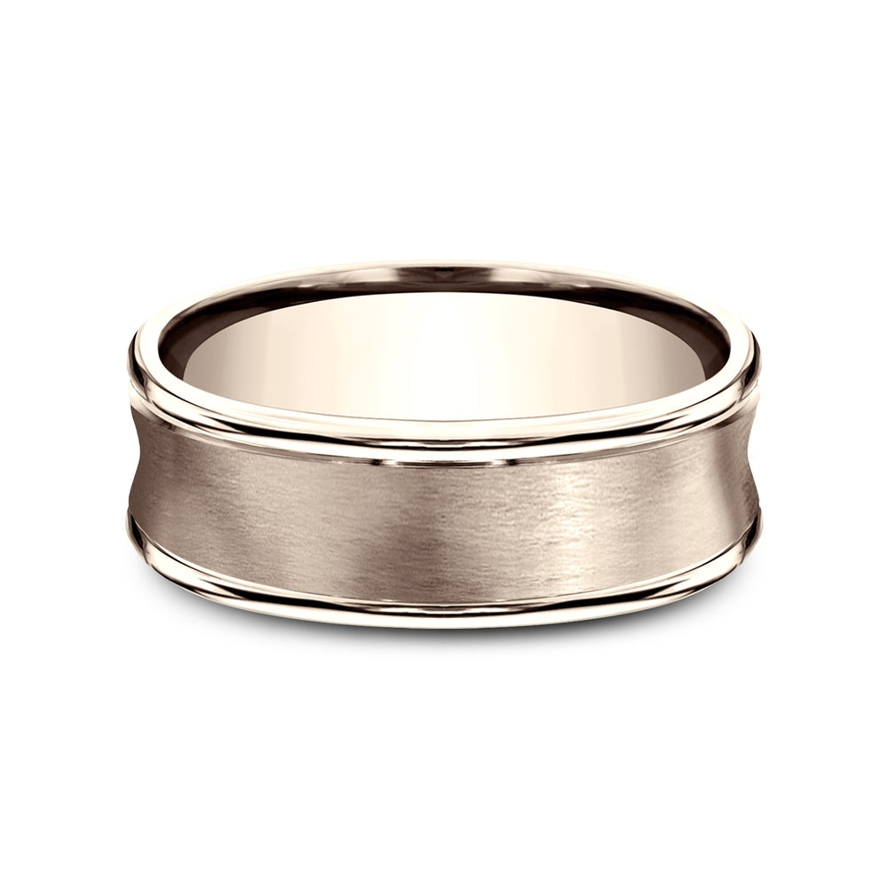 The Desoto Men's Wedding Band in 14K Rose Gold - 7.5mm Width by Benchmark