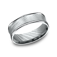 The Desoto Men's Wedding Band in Damascus Steel - 7.5mm Width by Forge