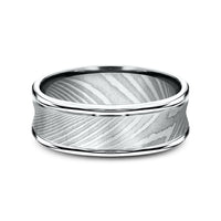 The Desoto Men's Wedding Band in Damascus Steel - 7.5mm Width by Forge