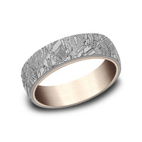 The Diablo Men's Wedding Band in Grey Tantalum and 14K Rose Gold - 6.5mm Width by Ammara Stone