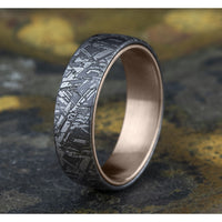 The Diablo Men's Wedding Band in Grey Tantalum and 14K Rose Gold - 6.5mm Width by Ammara Stone
