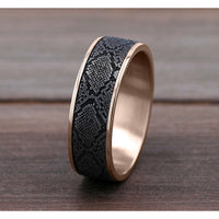 The Diamondback Men's Wedding Band in 14K Rose Gold and Grey Tantalum - 7.5mm Width by Brook and Branch