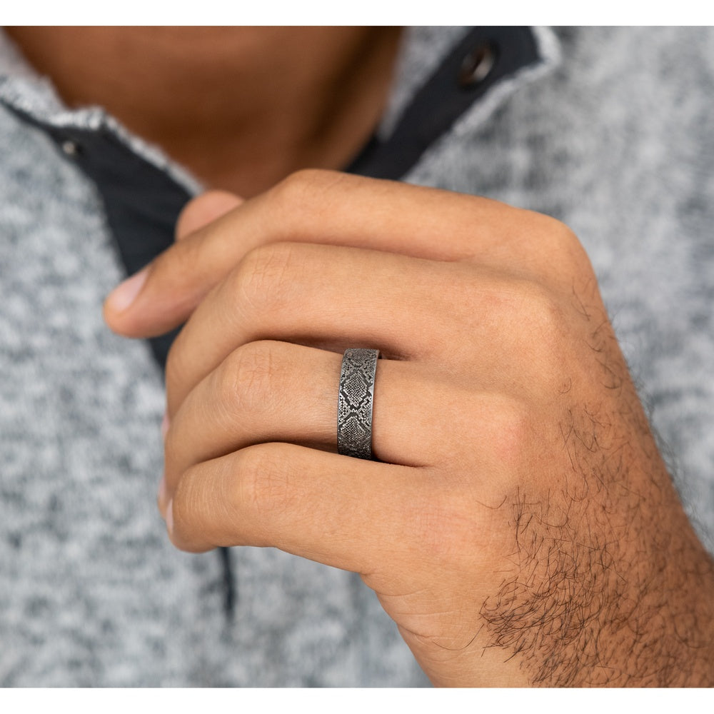The Diamondback Men's Wedding Band in Grey Tantalum - 7mm Width by Brook and Branch