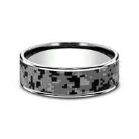 The Digital Camo Men's Wedding Band in 14K White Gold and Grey Tantalum - 7.5mm Width by Brook and Branch