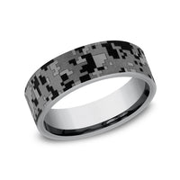 The Digital Camo Men's Wedding Band in Grey Tantalum - 7mm Width by Brook and Branch