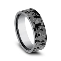 The Digital Camo Men's Wedding Band in Grey Tantalum - 7mm Width by Brook and Branch
