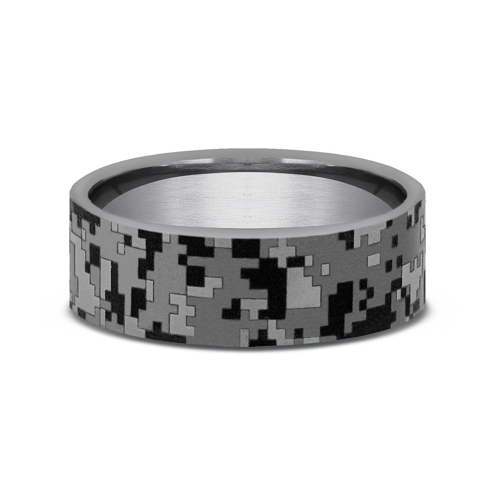 The Digital Camo Men's Wedding Band in Grey Tantalum - 7mm Width by Brook and Branch