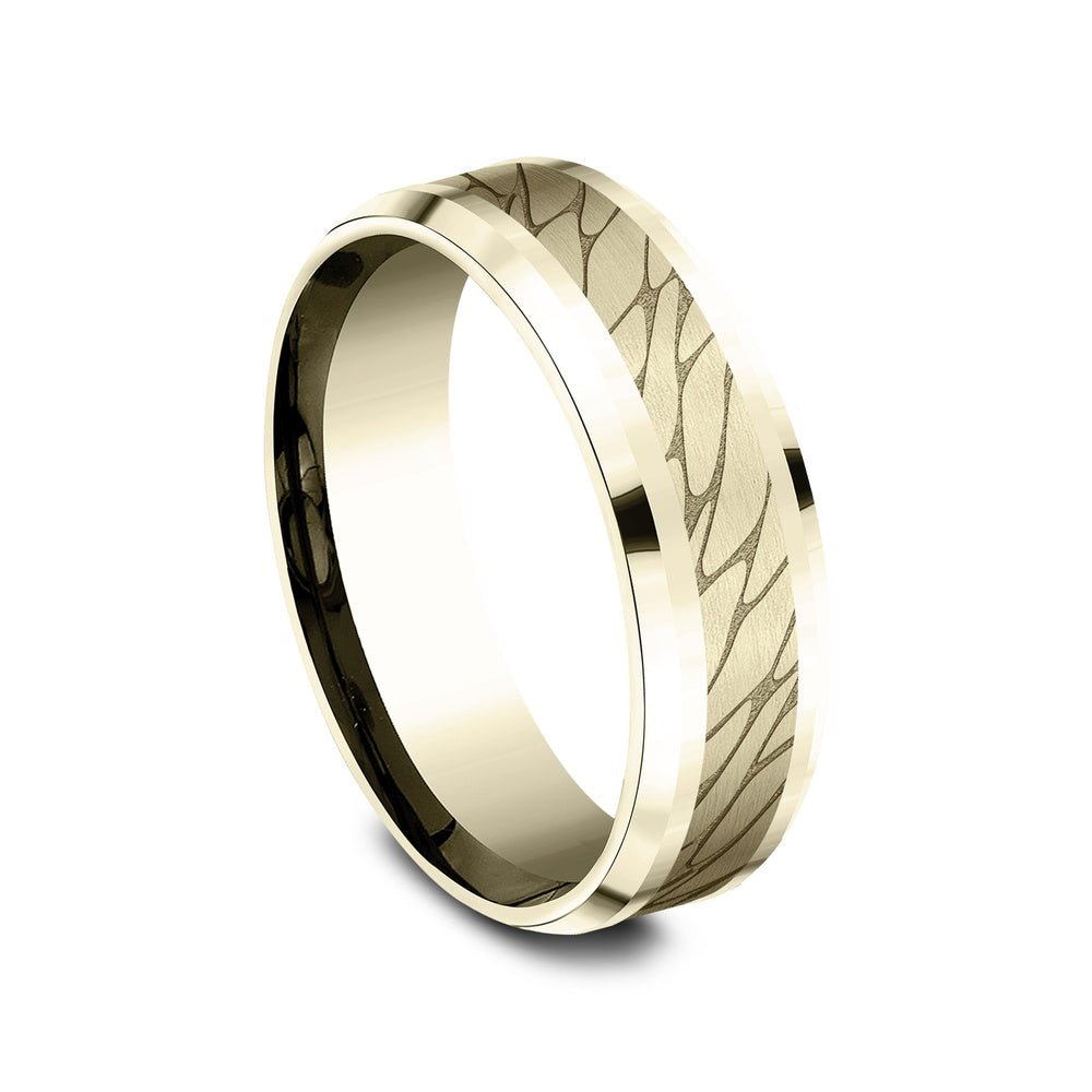 The Dino Men's Wedding Band in 14K Yellow Gold - 7mm Width by Benchmark