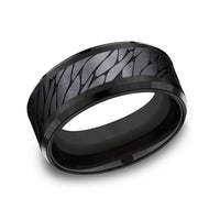 The Dino Men's Wedding Band in Black Titanium - 9mm Width by Forge