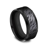 The Dino Men's Wedding Band in Black Titanium - 9mm Width by Forge