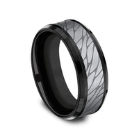 The Dino Men's Wedding Band in Black Titanium and Grey Tantalum - 8mm Width by Tantalum