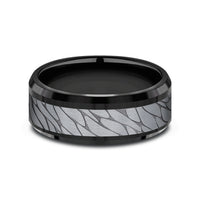 The Dino Men's Wedding Band in Black Titanium and Grey Tantalum - 8mm Width by Tantalum