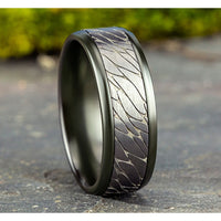 The Dino Men's Wedding Band in Black Titanium and Grey Tantalum - 8mm Width by Tantalum