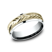 The District Men's Wedding Band in 14K White and Yellow Gold - 7mm Width by Benchmark