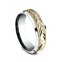 The District Men's Wedding Band in 14K White and Yellow Gold - 7mm Width by Benchmark