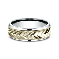 The District Men's Wedding Band in 14K White and Yellow Gold - 7mm Width by Benchmark