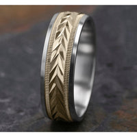 The District Men's Wedding Band in 14K White and Yellow Gold - 7mm Width by Benchmark