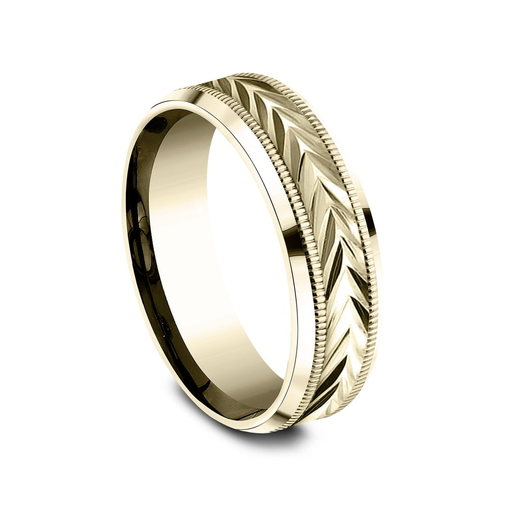 The District Men's Wedding Band in 14K Yellow Gold - 7mm by Benchmark