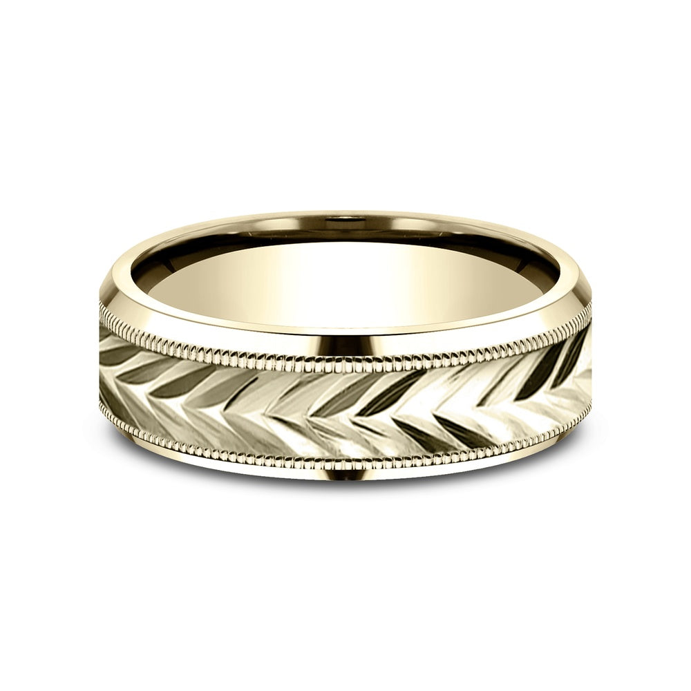 The District Men's Wedding Band in 14K Yellow Gold - 7mm by Benchmark