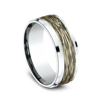 The Dogwood Men's Wedding Band in 14K White and Yellow Gold - 8mm Width by Benchmark