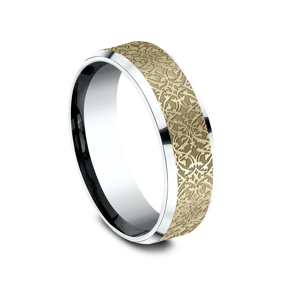 The Domain Men's Wedding Band in 14K White and Yellow Gold - 7mm by Benchmark