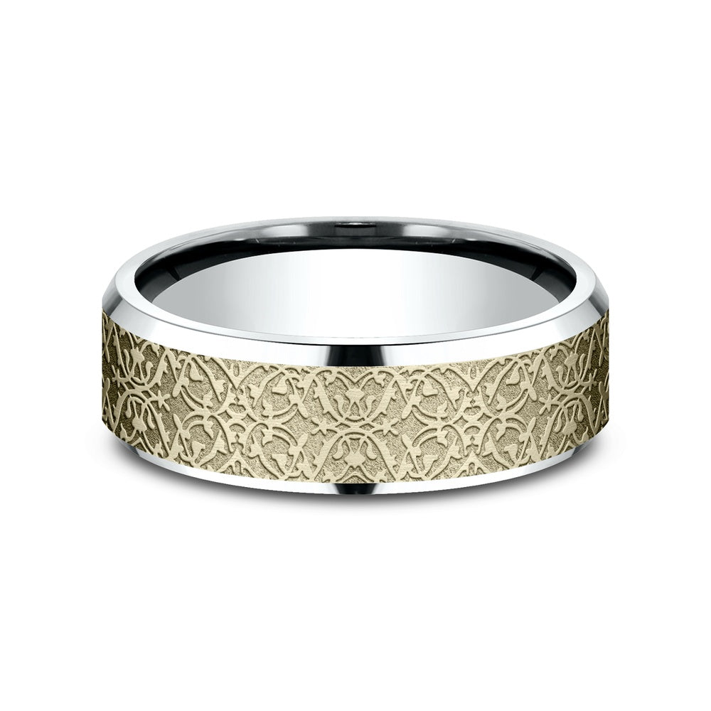 The Domain Men's Wedding Band in 14K White and Yellow Gold - 7mm by Benchmark