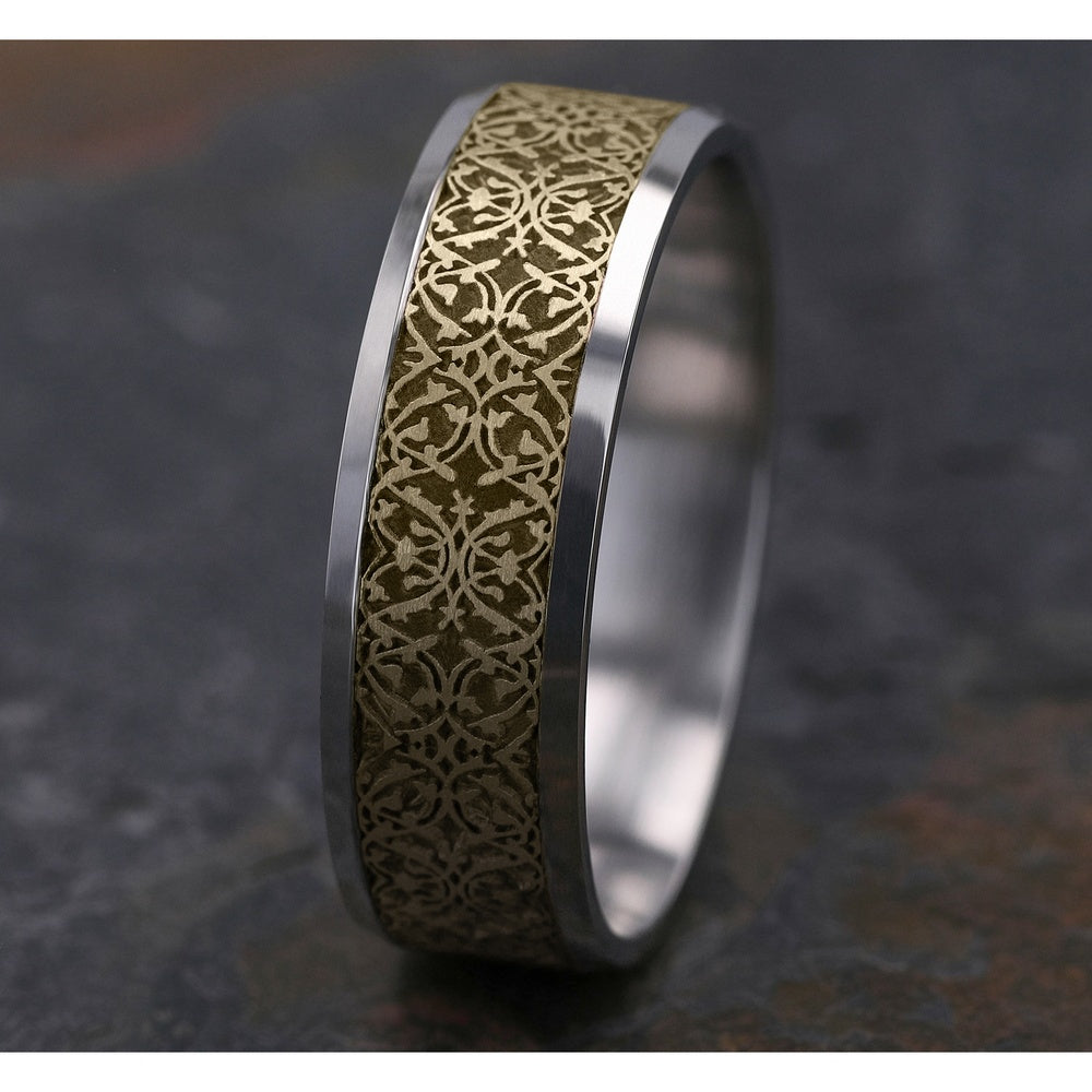 The Domain Men's Wedding Band in 14K White and Yellow Gold - 7mm by Benchmark