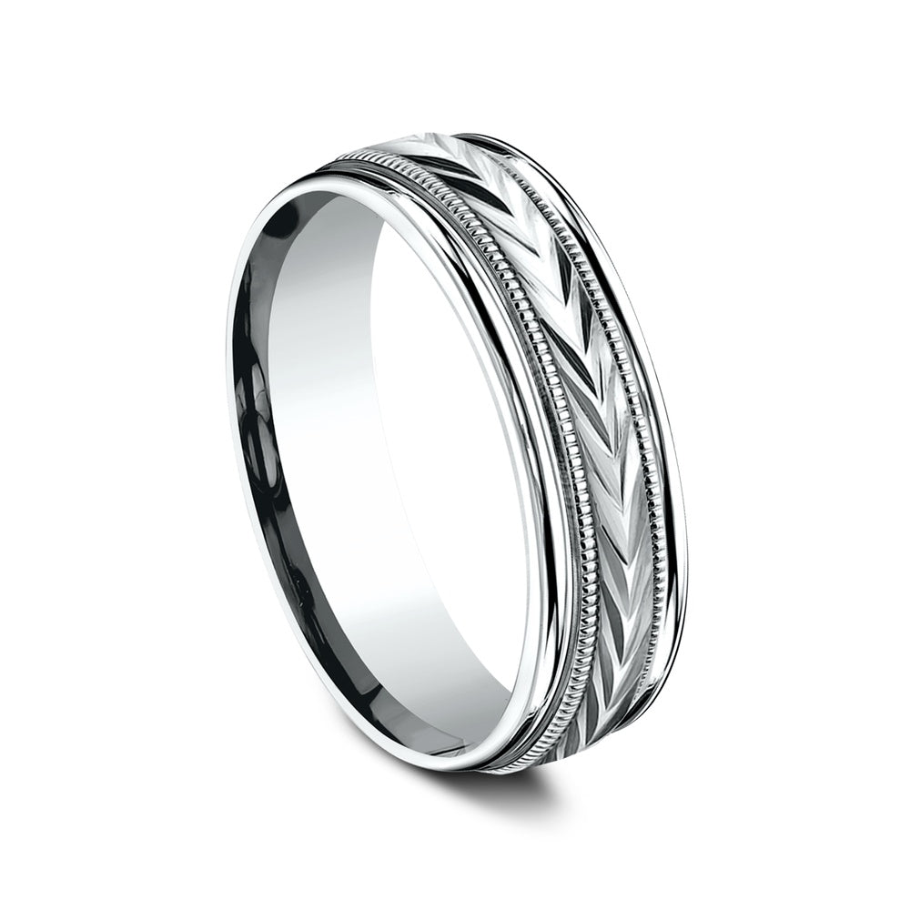 The Dominion Men's Wedding Band in 14K White Gold - 6.5mm Width by Benchmark