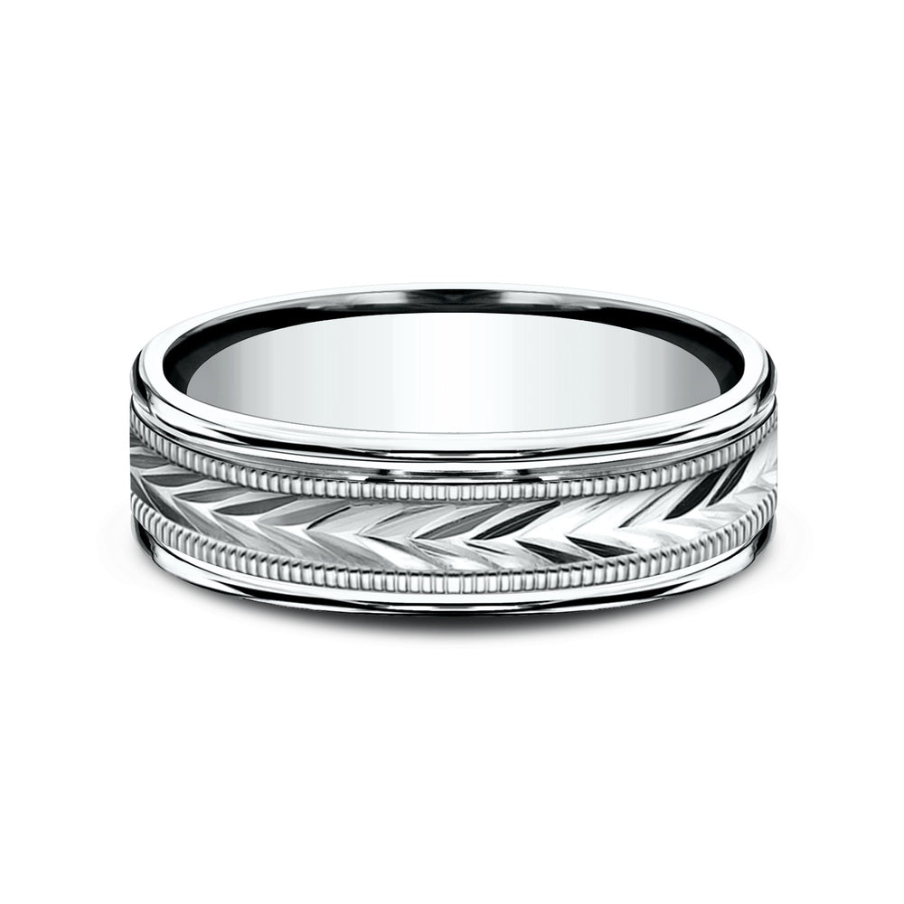 The Dominion Men's Wedding Band in 14K White Gold - 6.5mm Width by Benchmark