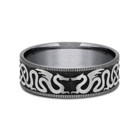 The Dragon Men's Wedding Band in Grey Tantalum and Grey/Black Titanium - 7.5mm Width by Tantalum