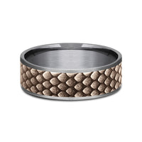 The Drogon Men's Wedding Band in Grey Tantalum and 14K Rose  Gold - 7.5mm Width by Ammara Stone