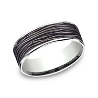 The Dryad Men's Wedding Band in 14K White Gold and Black Titanium - 7.5mm Width by Ammara Stone