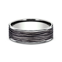 The Dryad Men's Wedding Band in 14K White Gold and Black Titanium - 7.5mm Width by Ammara Stone