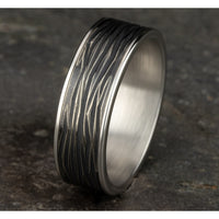 The Dryad Men's Wedding Band in 14K White Gold and Black Titanium - 7.5mm Width by Ammara Stone