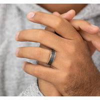 The Dryad Men's Wedding Band in 14K White Gold and Black Titanium - 7.5mm Width by Ammara Stone