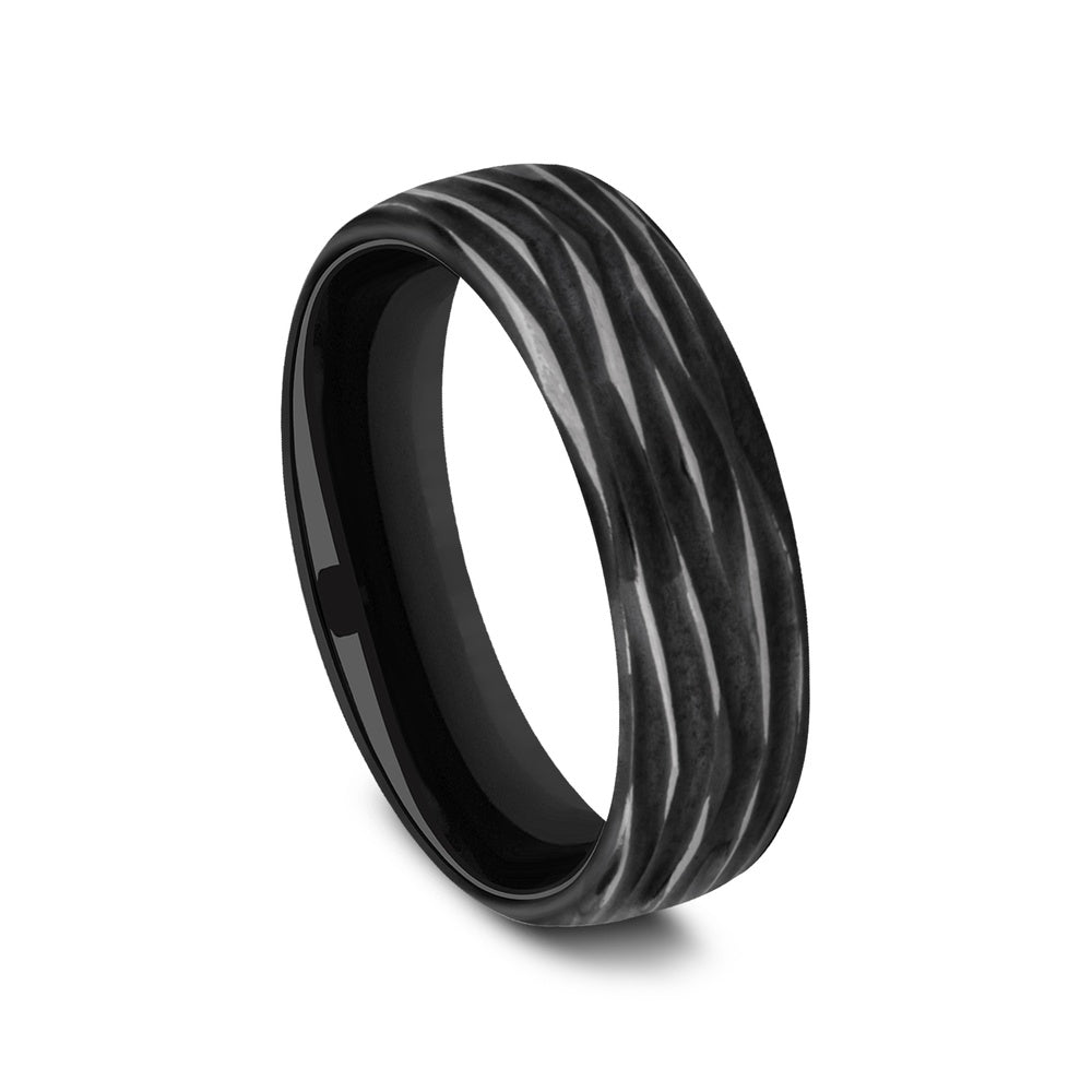 The Dryad Men's Wedding Band in Black Titanium - 6.5mm Width by Forge
