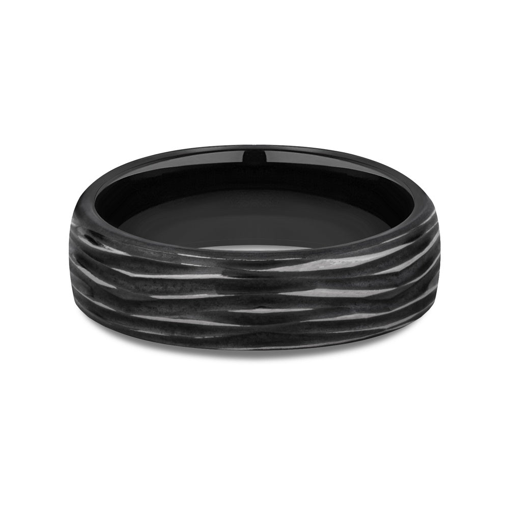 The Dryad Men's Wedding Band in Black Titanium - 6.5mm Width by Forge
