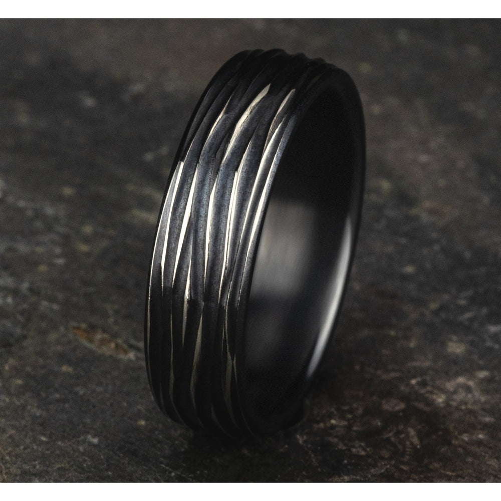 The Dryad Men's Wedding Band in Black Titanium - 6.5mm Width by Forge