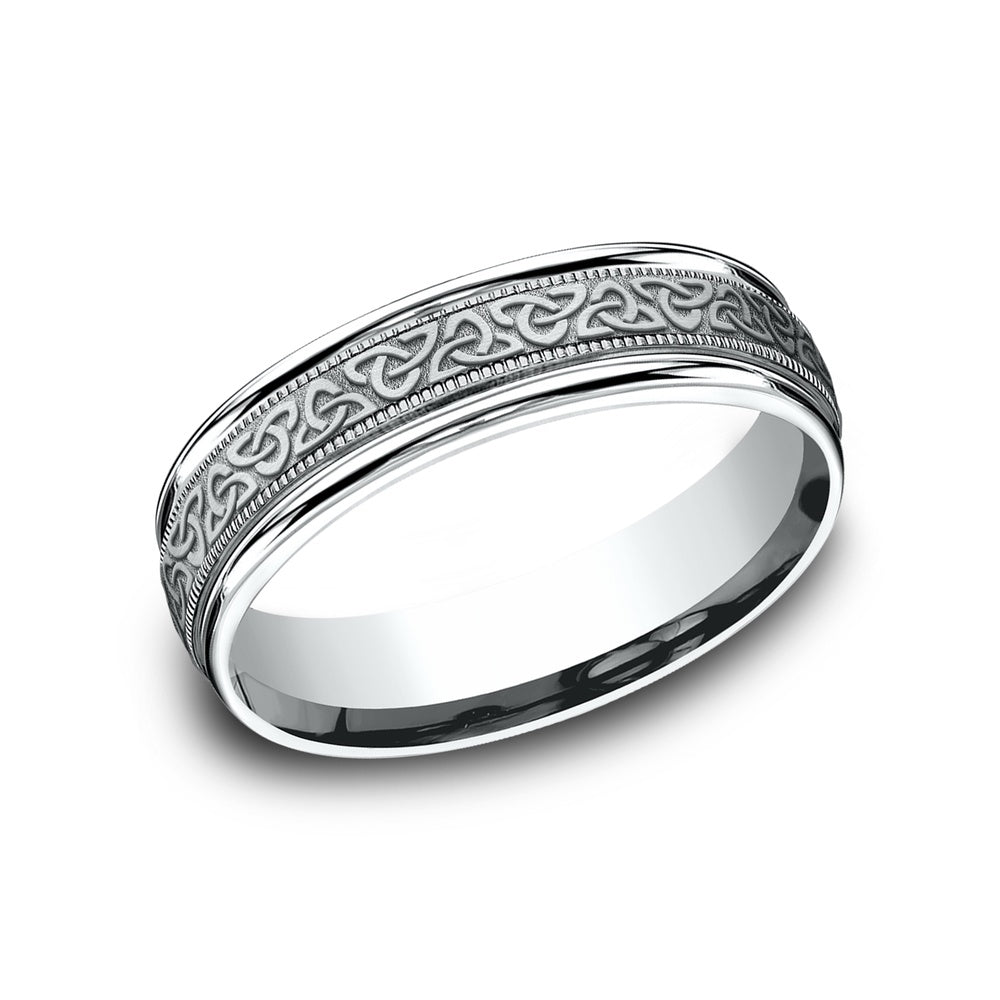 The Dublin Men's Wedding Band in 14K White Gold - 6mm Width by Benchmark