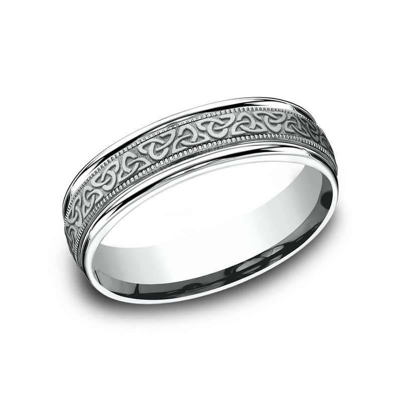 The Dublin Men's Wedding Band in 14K White Gold - 6mm Width by Benchmark