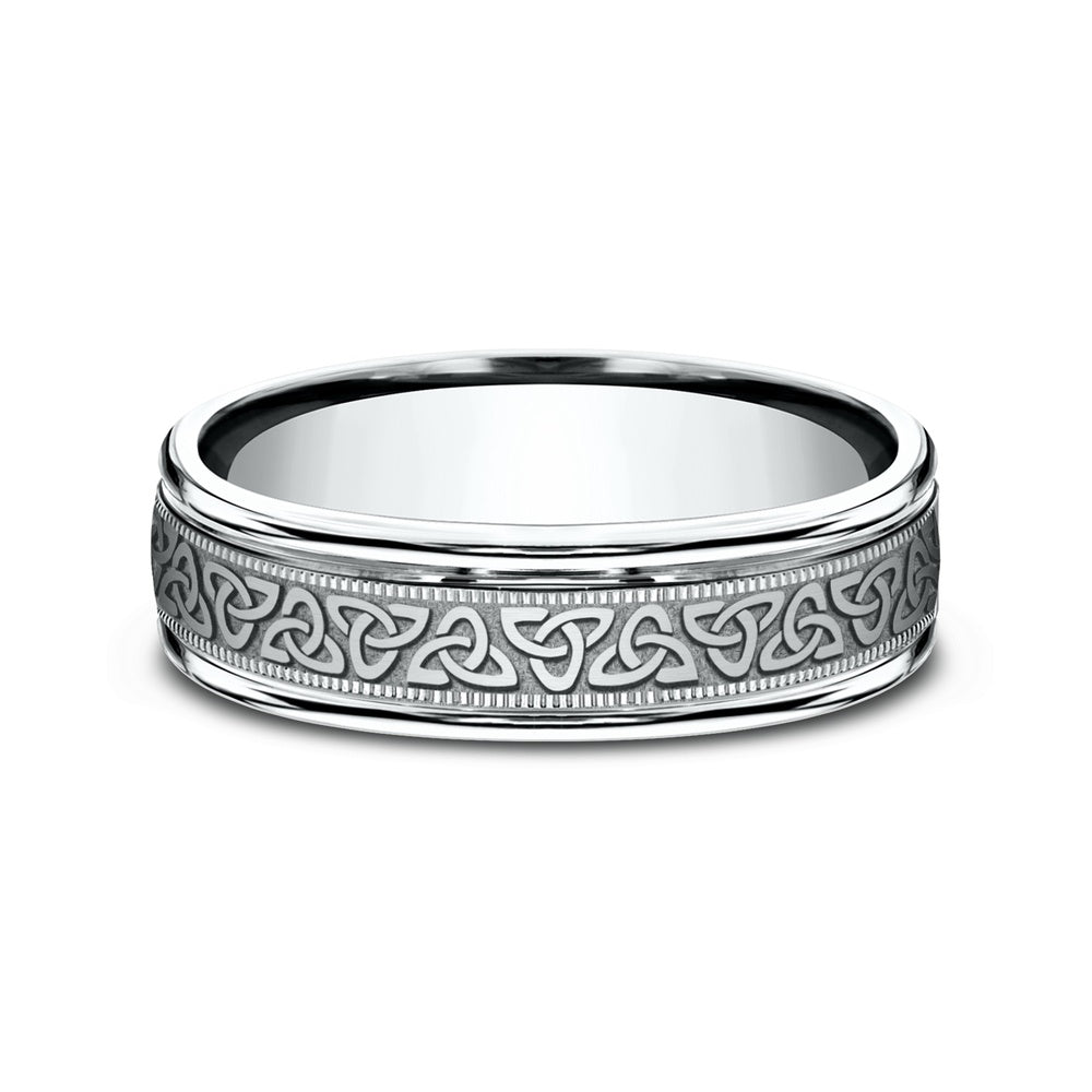 The Dublin Men's Wedding Band in 14K White Gold - 6mm Width by Benchmark