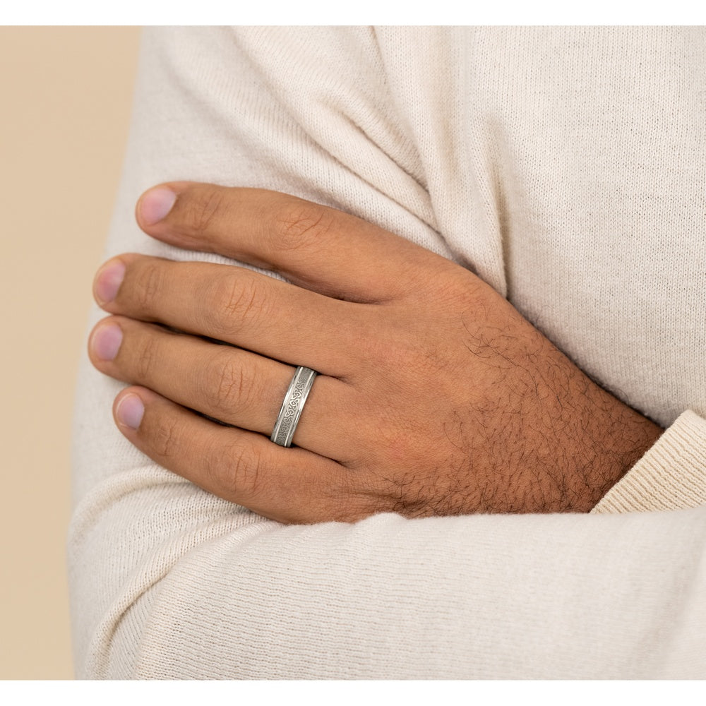The Dublin Men's Wedding Band in 14K White Gold - 6mm Width by Benchmark