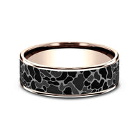 The Duck Camo Men's Wedding Band in 14K Rose Gold and Grey Tantalum - 7.5mm Width by Brook and Branch