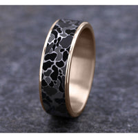The Duck Camo Men's Wedding Band in 14K Rose Gold and Grey Tantalum - 7.5mm Width by Brook and Branch