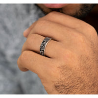 The Duck Camo Men's Wedding Band in 14K Rose Gold and Grey Tantalum - 7.5mm Width by Brook and Branch