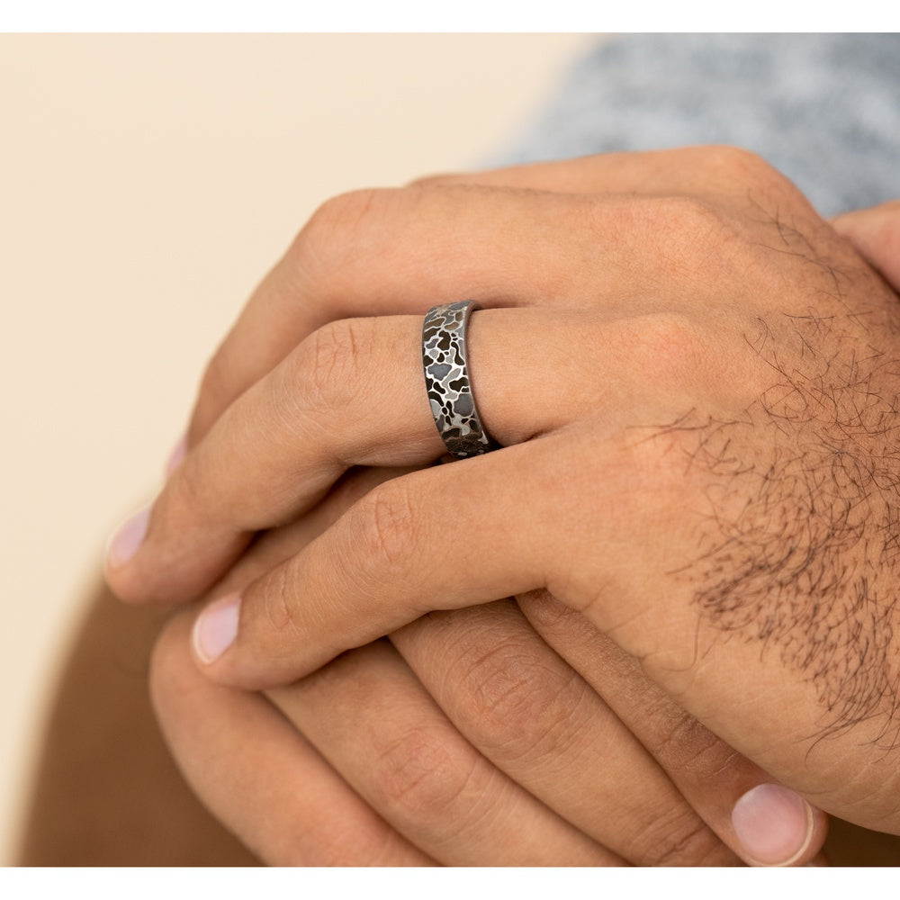 The Duck Camo Men's Wedding Band in Grey Tantalum - 7mm Width by Brook and Branch