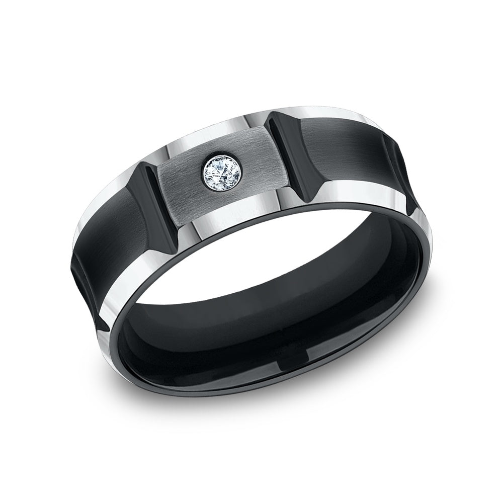 The Duel Men's Wedding Band in Black Cobalt - 8mm Width by Forge